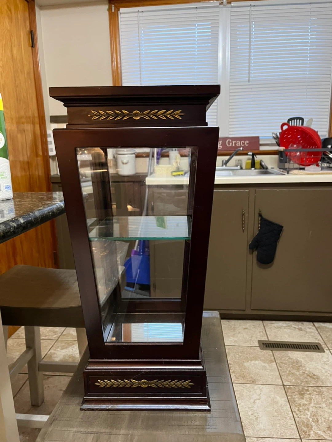 Wooden Curio Display Cabinet with Glass Shelves - photo 5