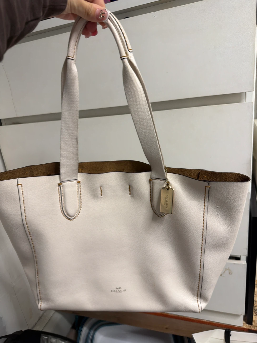 Coach Cream Leather Tote Bag - photo 3