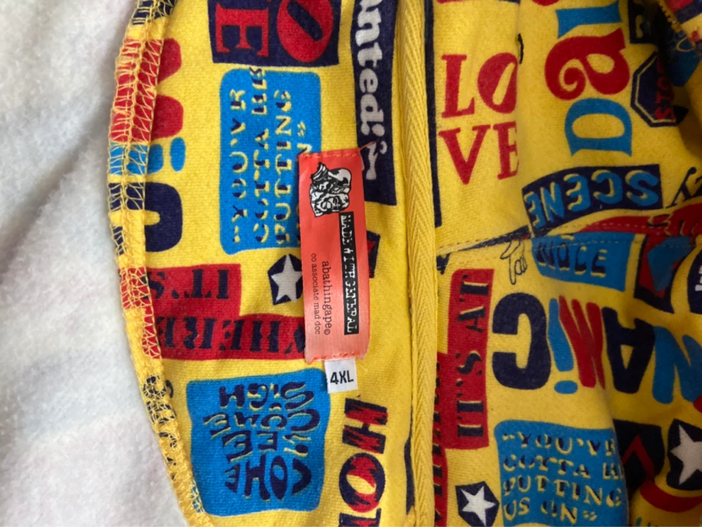 BAPE A Bathing Ape Full Zip Hoodie Yellow Print 4XL - photo 2