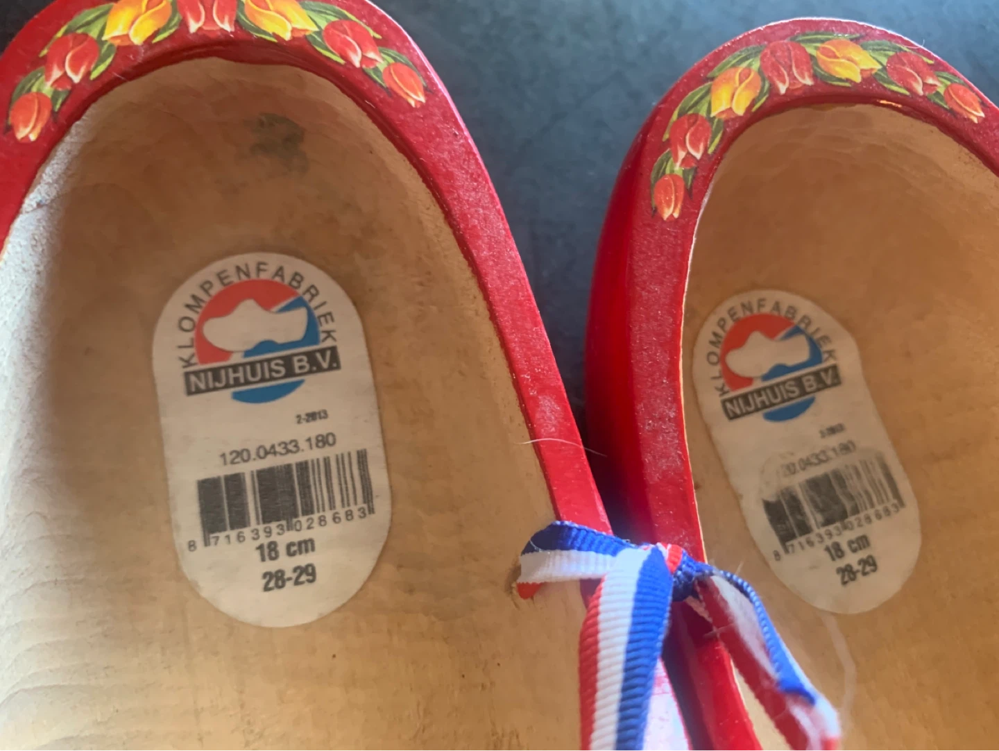 Red Wooden Clogs Holland Tulips Windmill Size 18 cm - photo 2