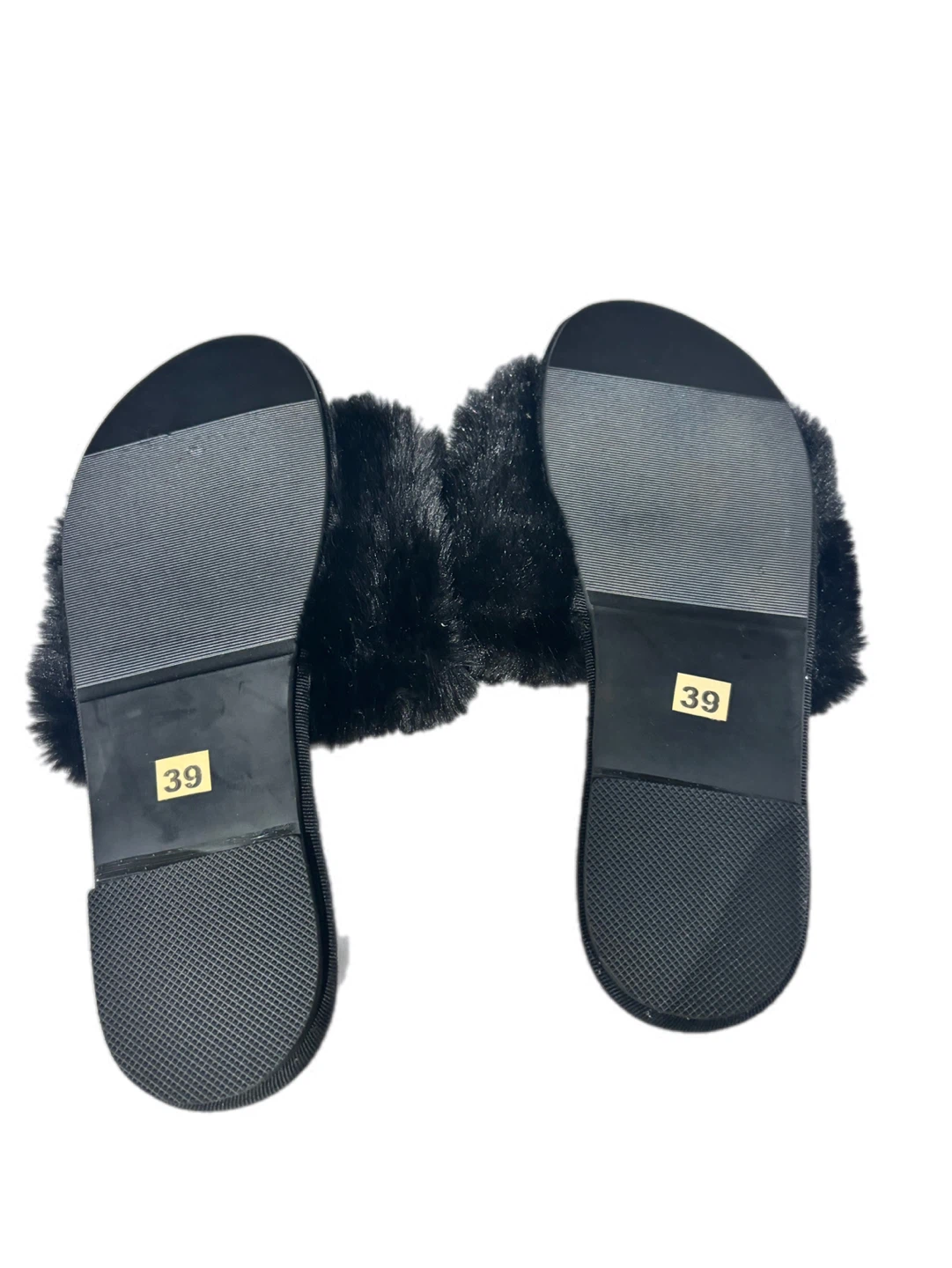Black Faux Fur Slides - Size 39 - photo 4