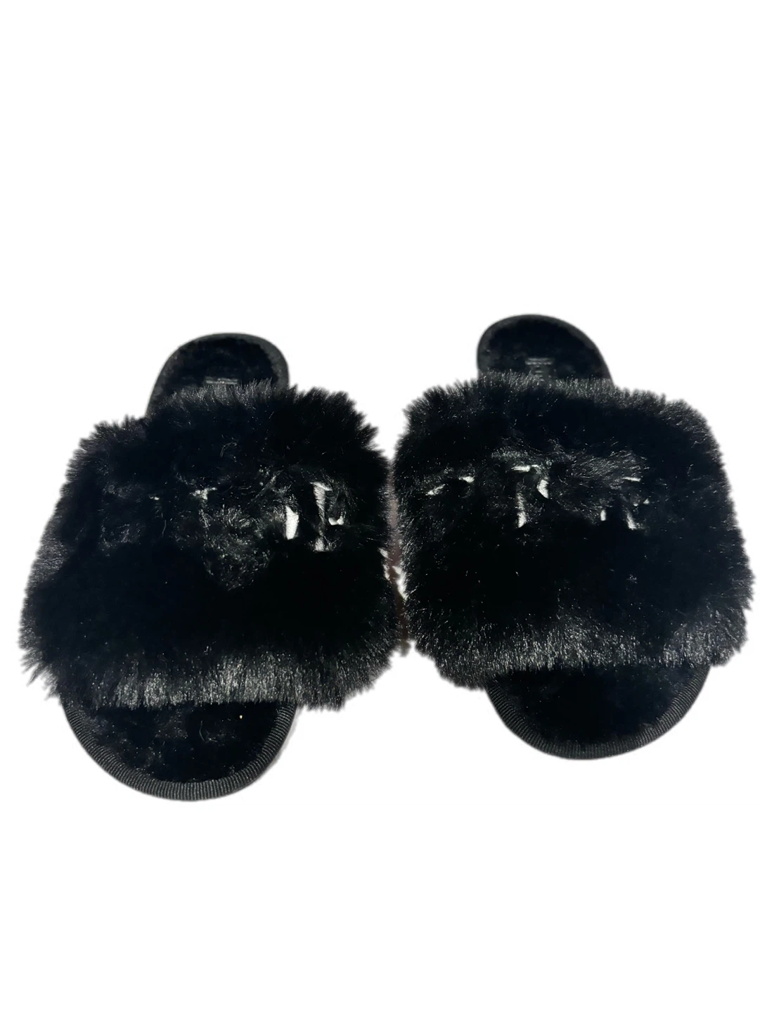 Black Faux Fur Slides - Size 39