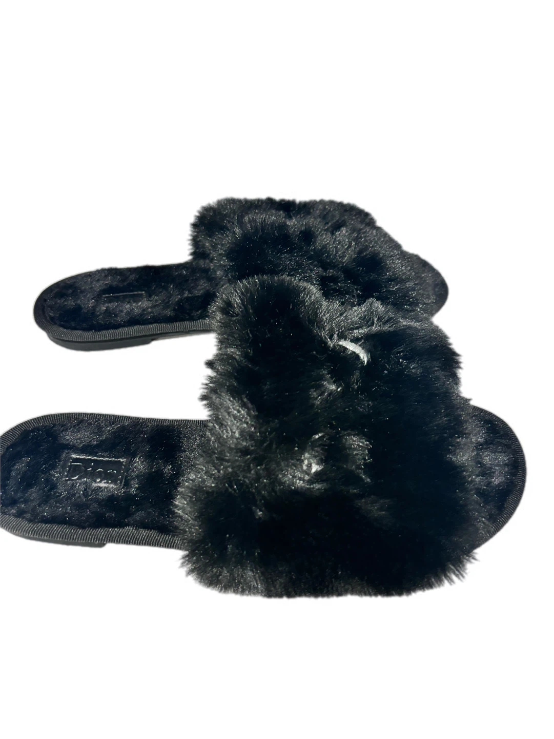 Black Faux Fur Slides - Size 39 - photo 3