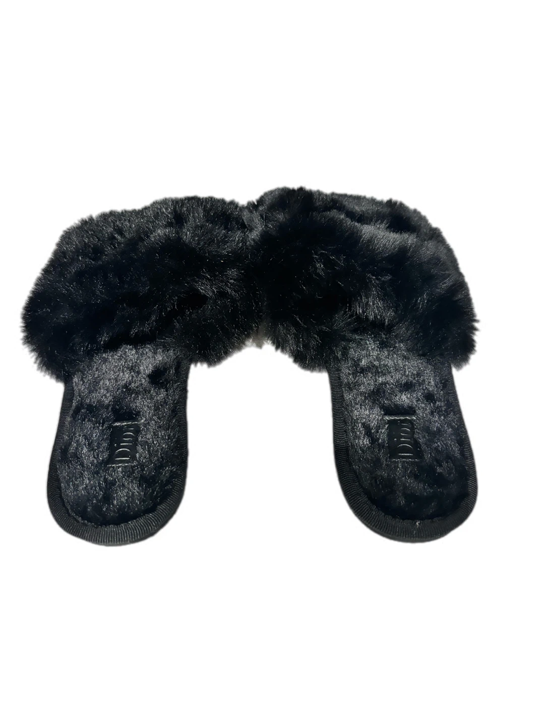 Black Faux Fur Slides - Size 39 - photo 2
