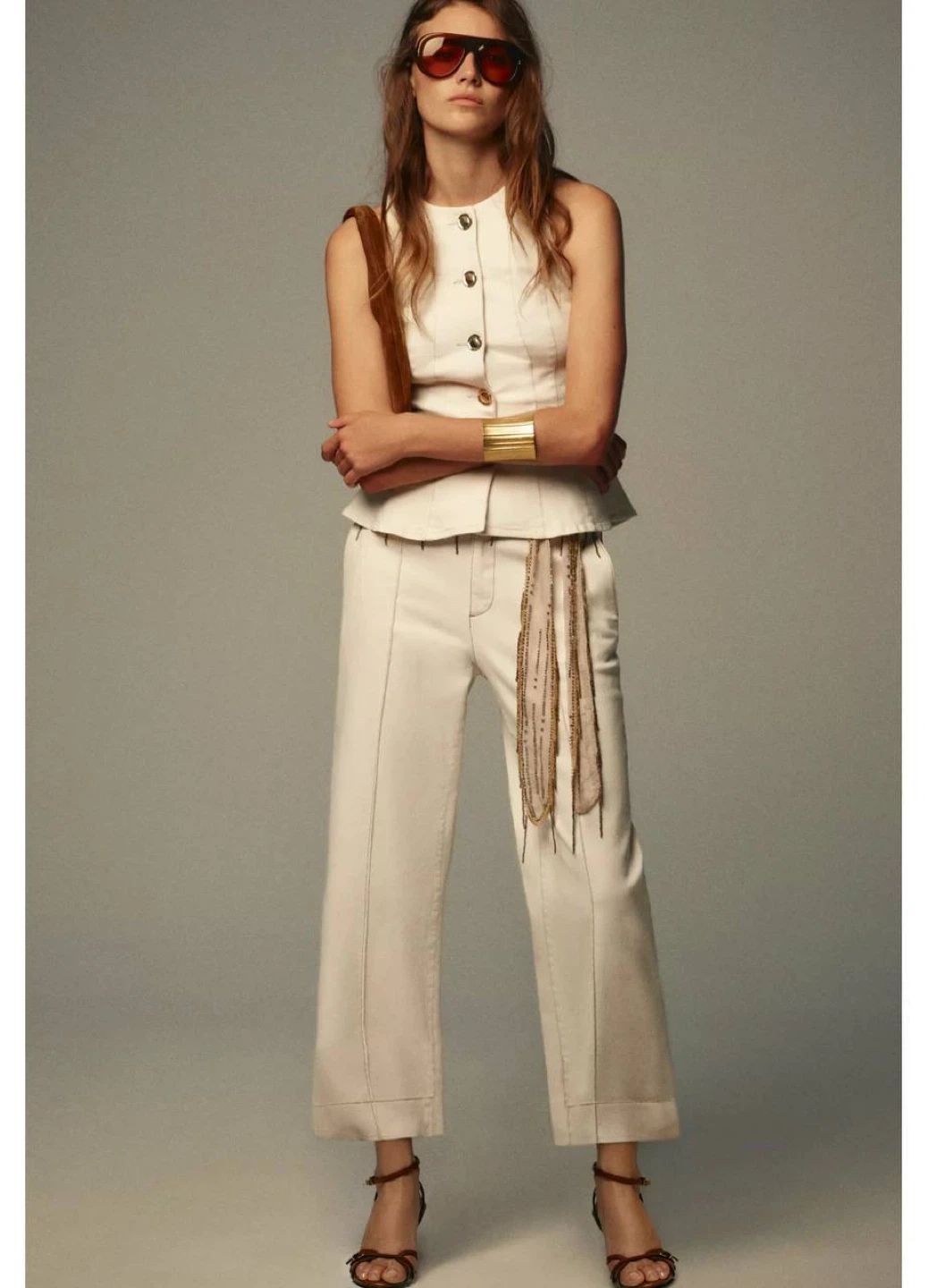 Cream Peplum Top Vest Zara, size S - photo 3