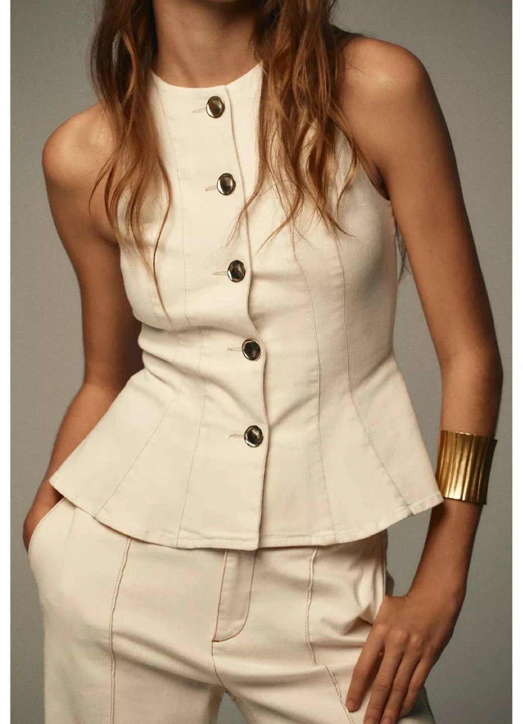 Cream Peplum Top Vest Zara, size S