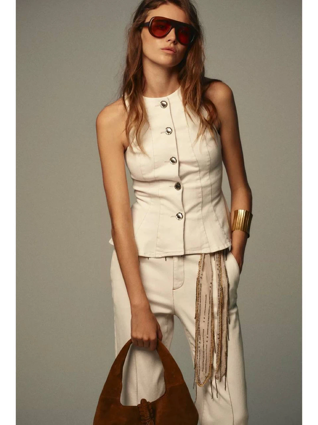 Cream Peplum Top Vest Zara, size S - photo 2
