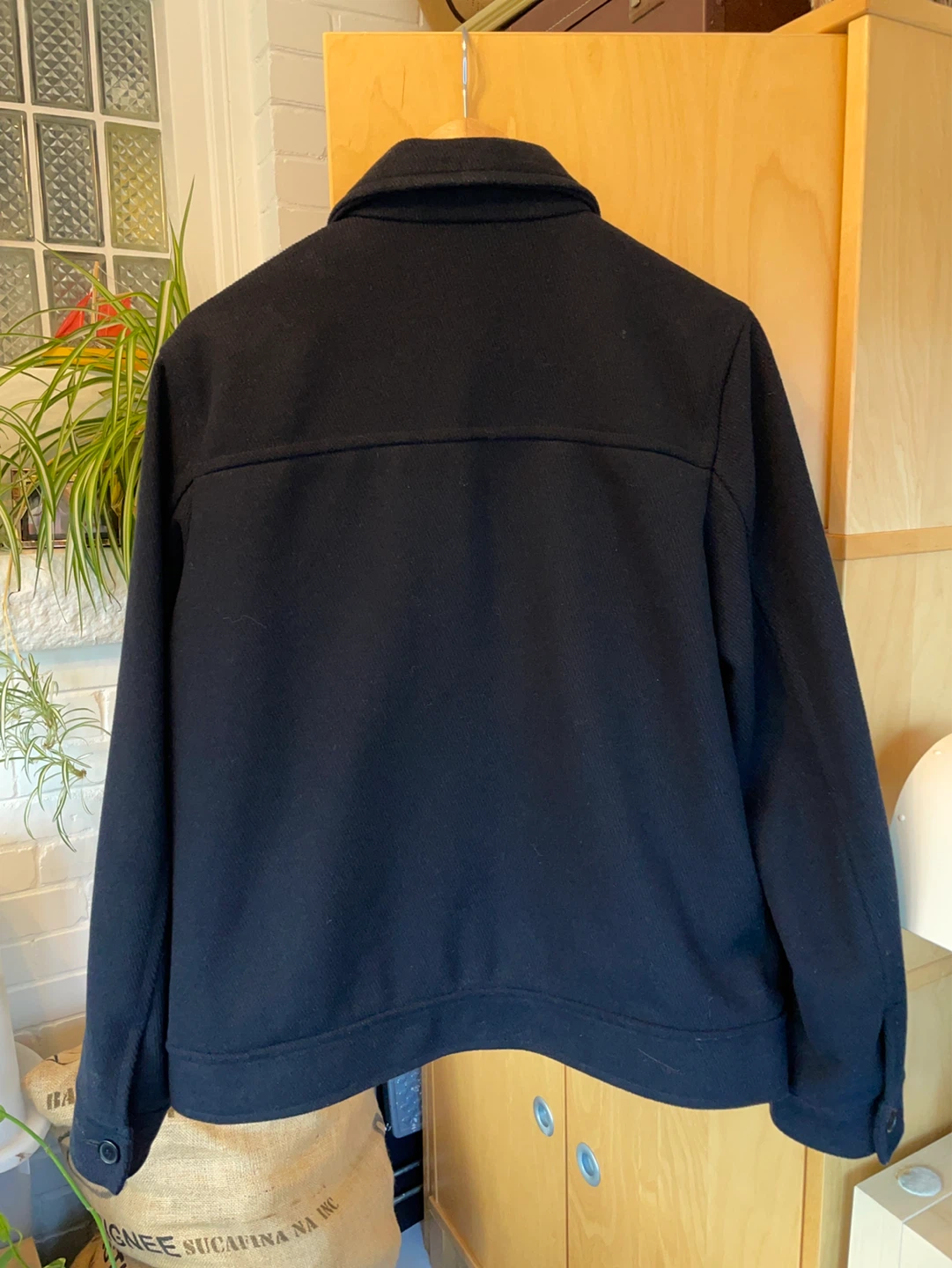 H&M Wool Blend Navy Twill Bomber Jacket - photo 3
