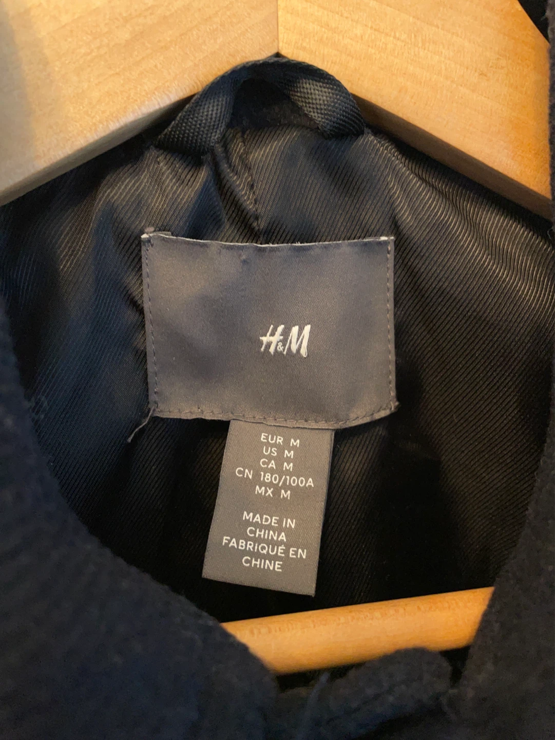 H&M Wool Blend Navy Twill Bomber Jacket - photo 4