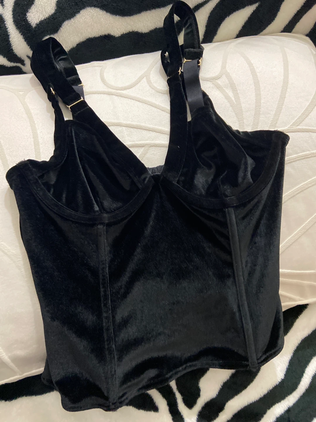 La Senza Black Velvet Corset Top