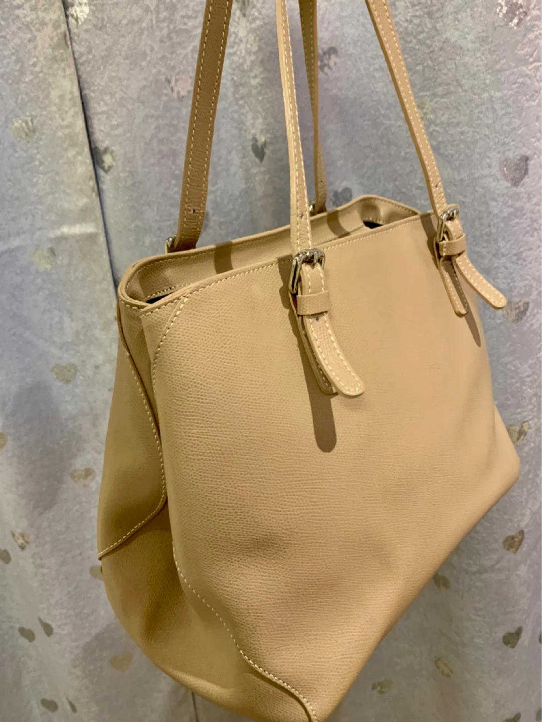 Light Tan Genuine Leather Tote Handbag - photo 3
