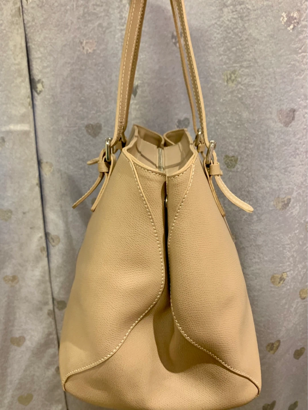 Light Tan Genuine Leather Tote Handbag - photo 2