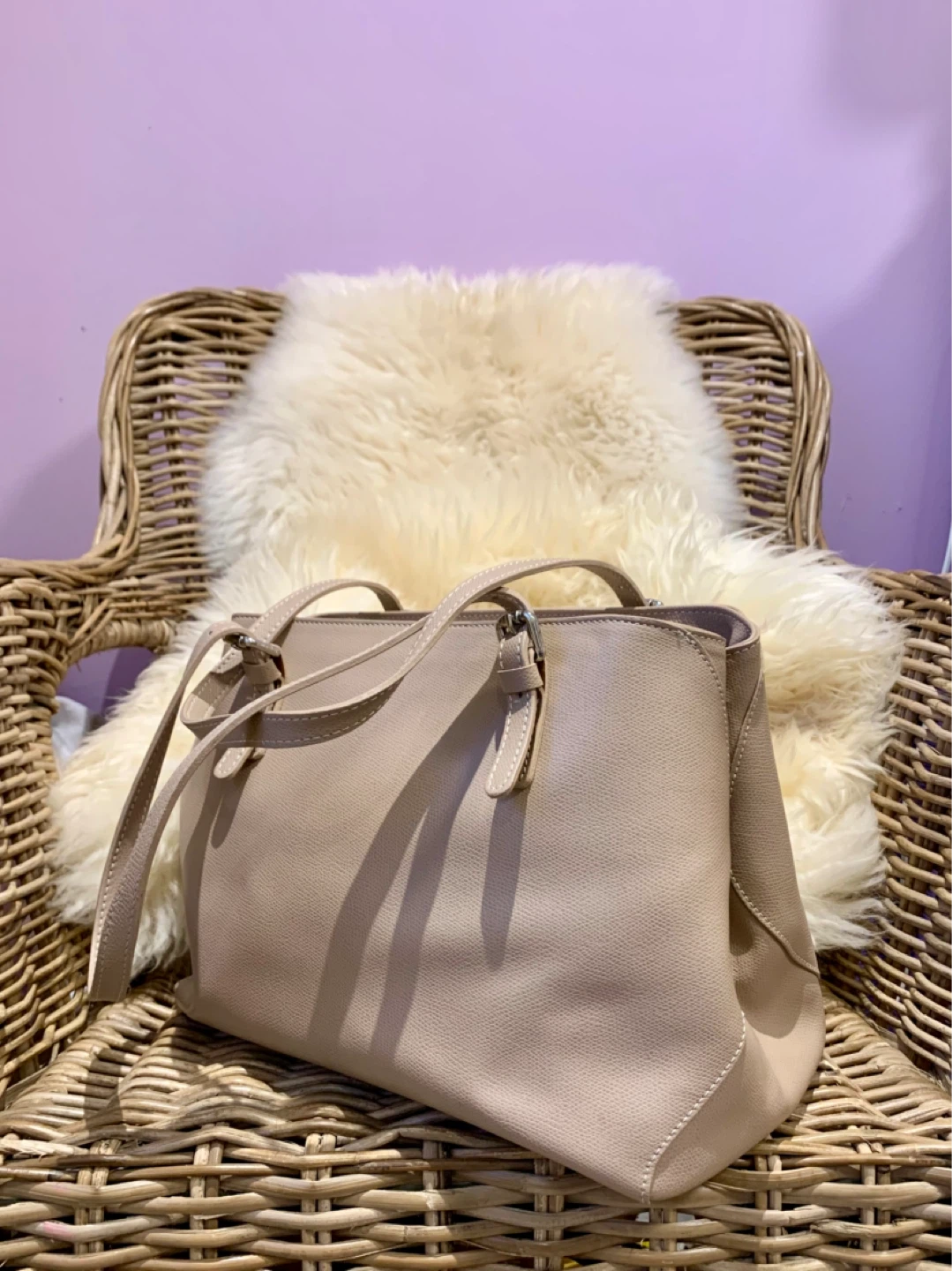 Light Tan Genuine Leather Tote Handbag - photo 5