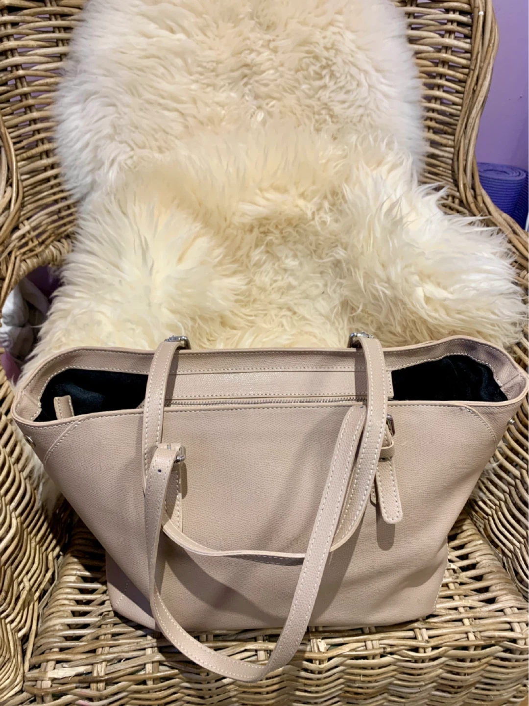 Light Tan Genuine Leather Tote Handbag - photo 4