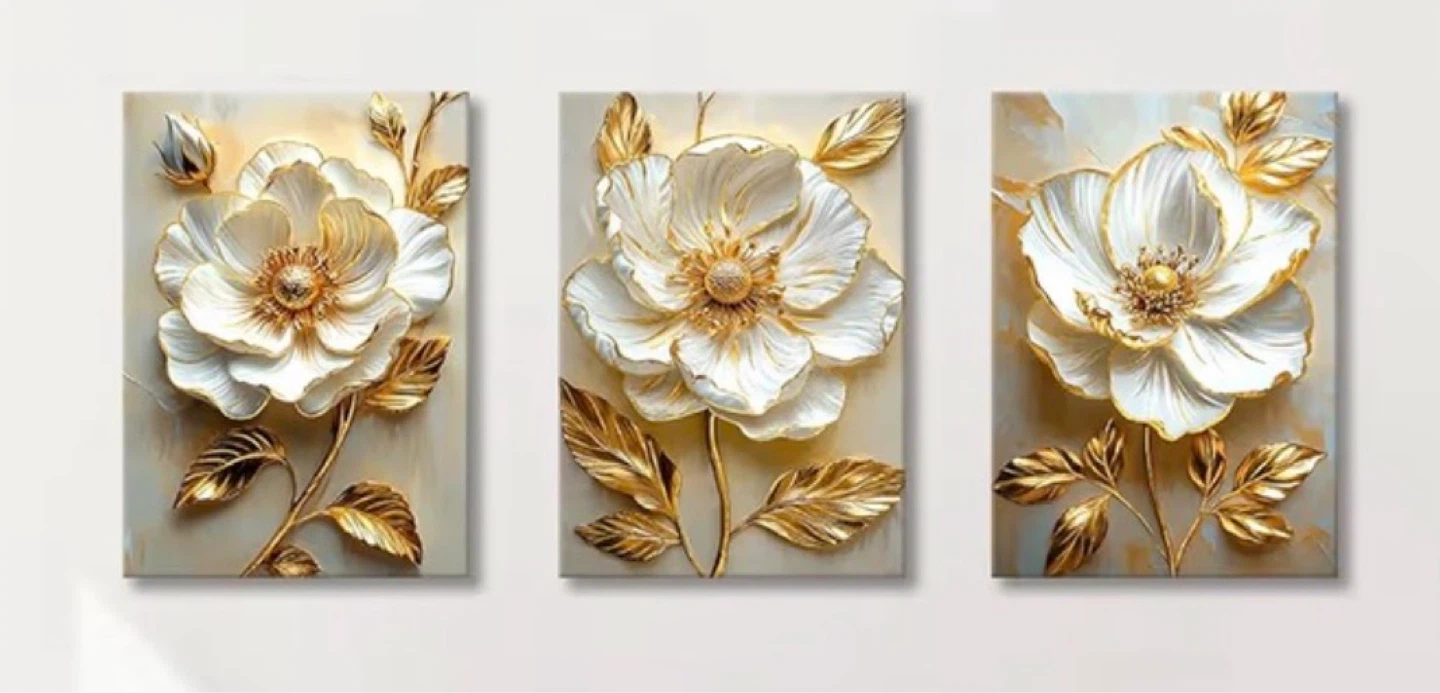 Wengtiao 3D Textured Floral Wall Art Set