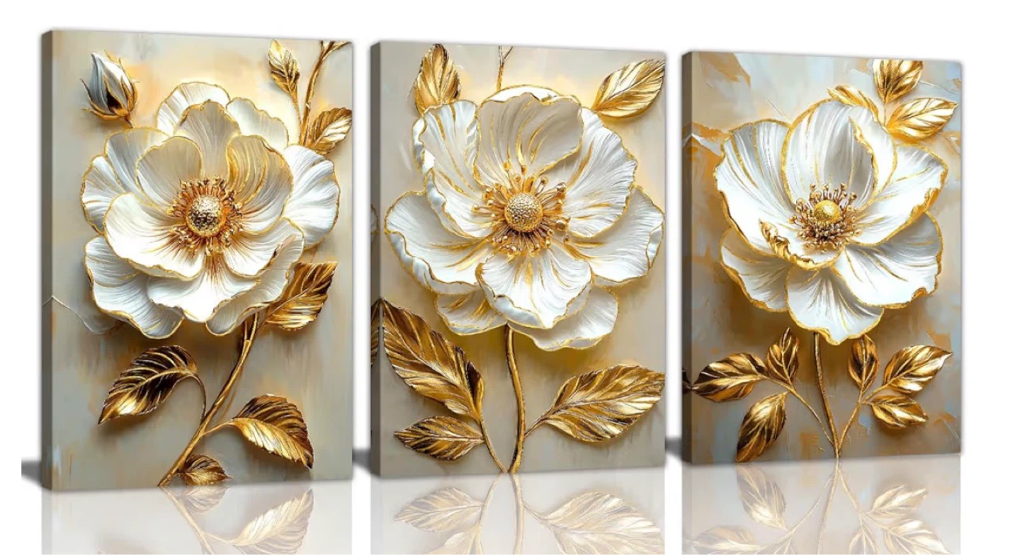 Wengtiao 3D Textured Floral Wall Art Set - photo 5