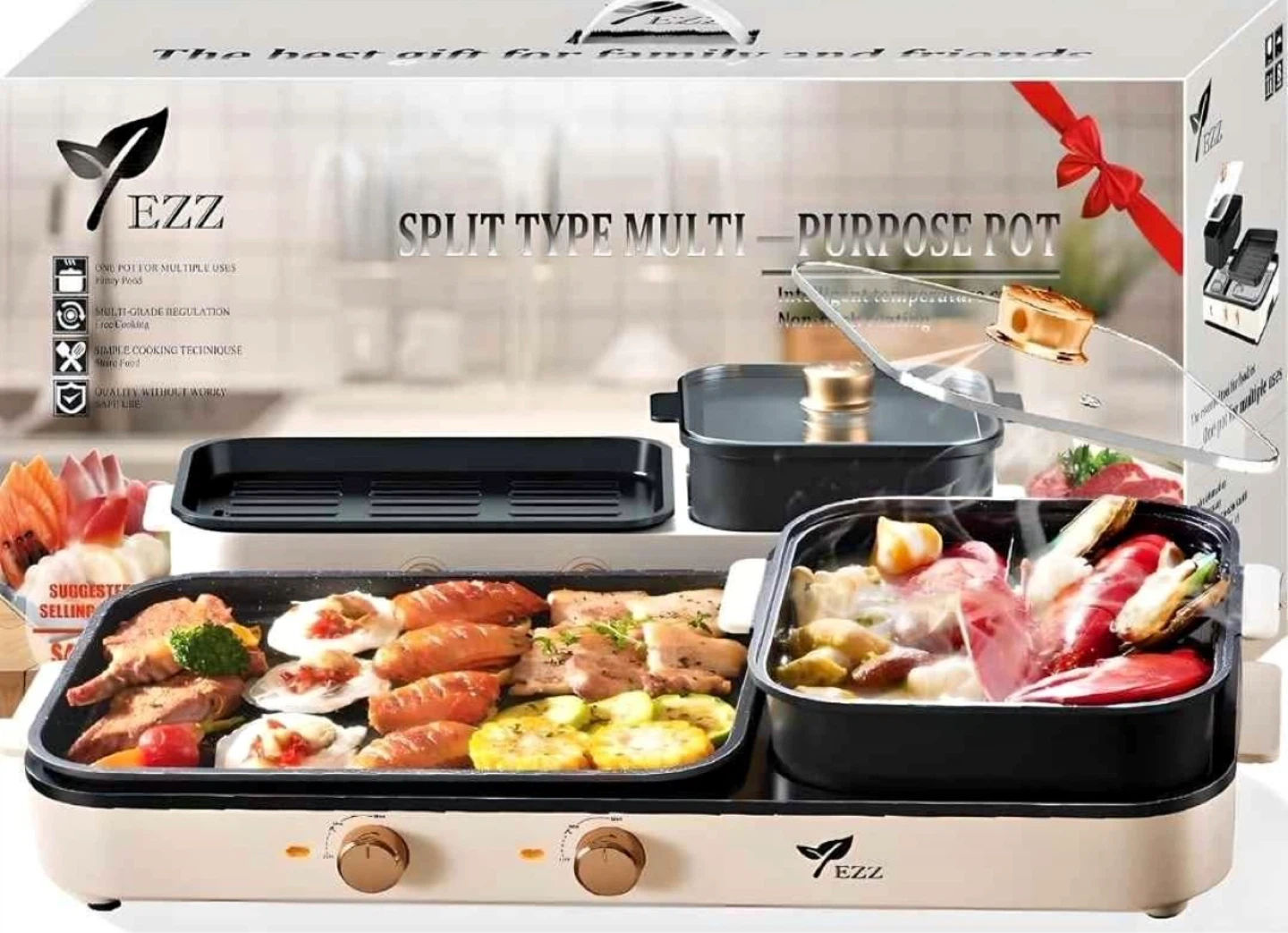EZZ 2-in-1 Hotpot & Grill Electric Cooker