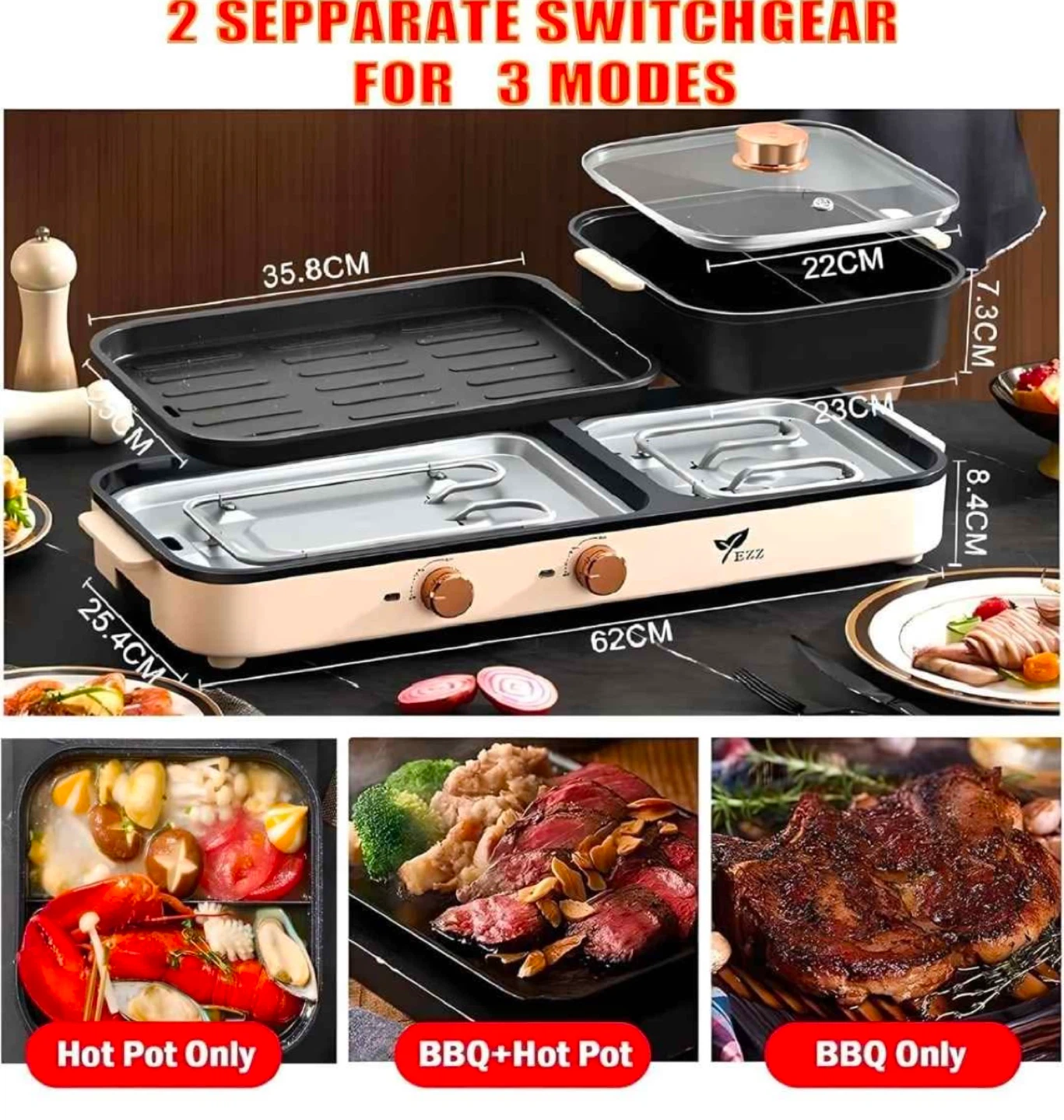EZZ 2-in-1 Hotpot & Grill Electric Cooker - photo 3