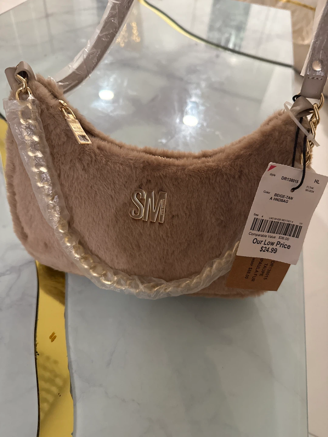 Steve Madden Faux Fur Shoulder Bag Tan.  Pink - photo 2