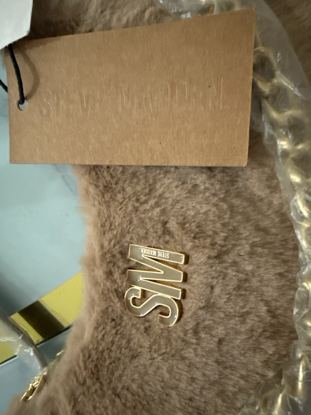 Steve Madden Faux Fur Shoulder Bag Tan.  Pink - photo 4