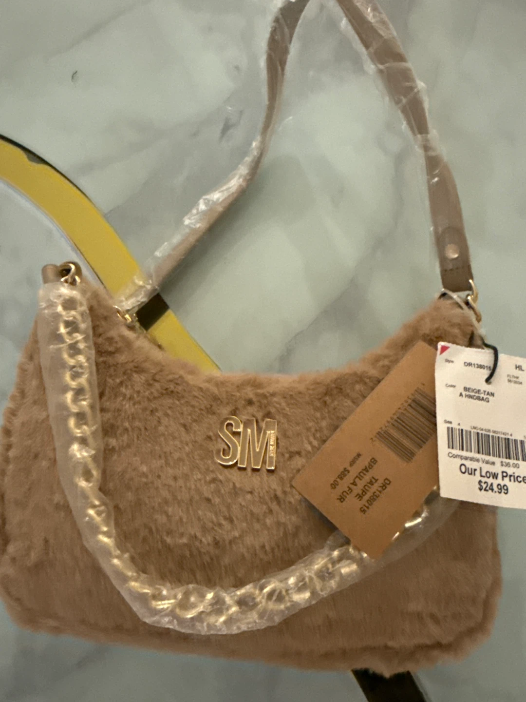 Steve Madden Faux Fur Shoulder Bag Tan.  Pink - photo 3