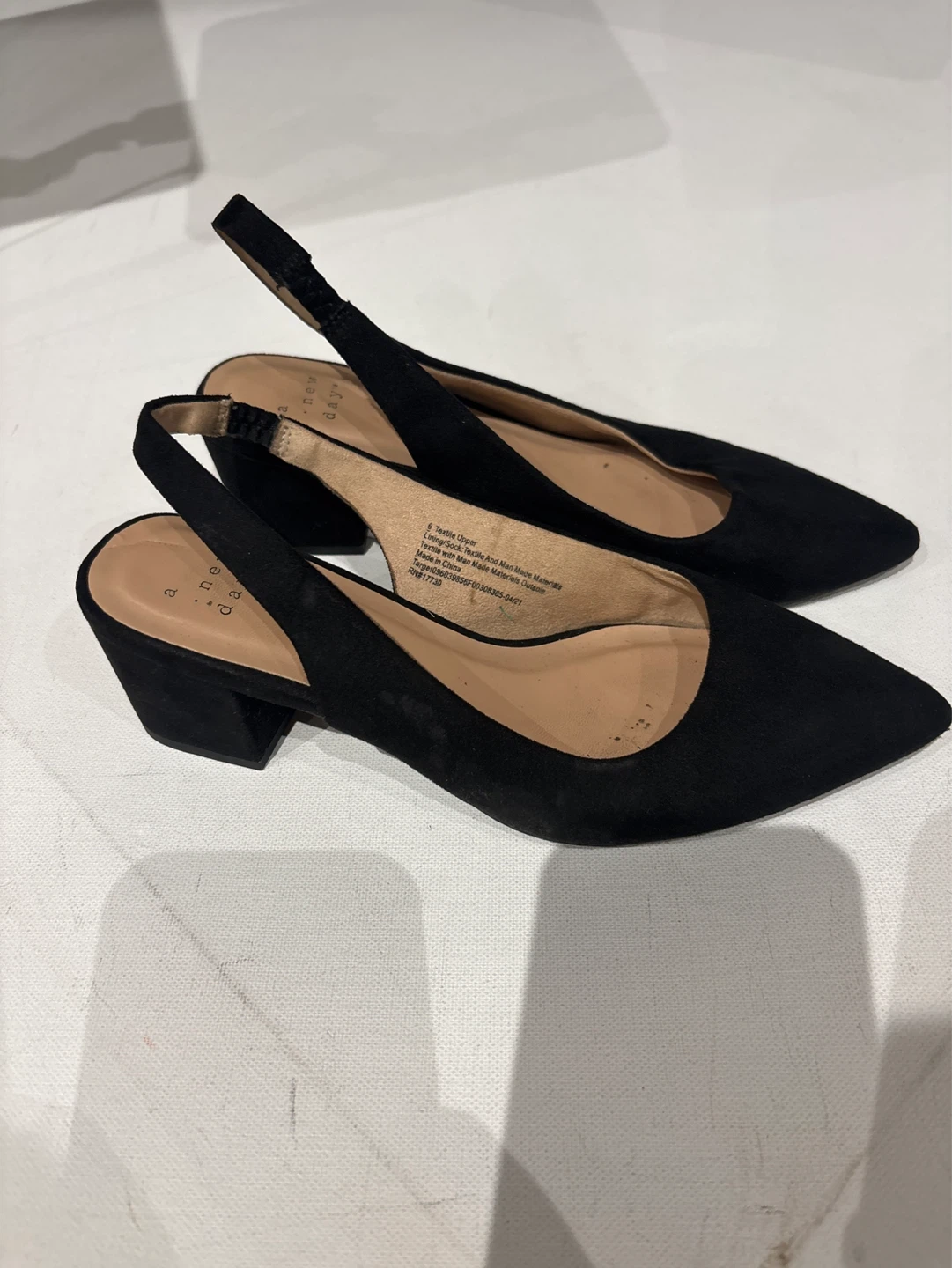 A New Day Black Suede Slingback Heels - photo 3