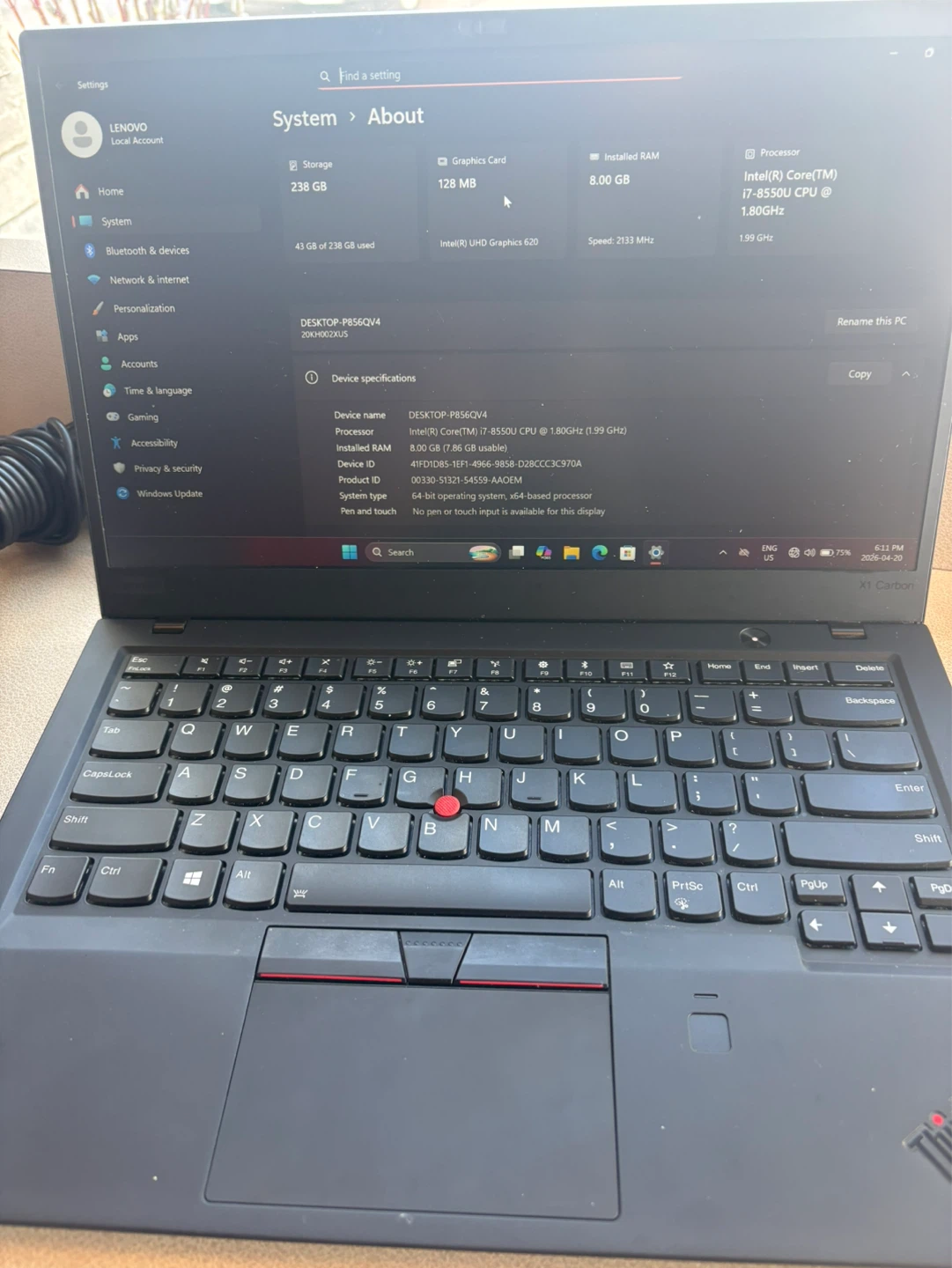 Lenovo ThinkPad X1 Carbon Laptop - photo 2