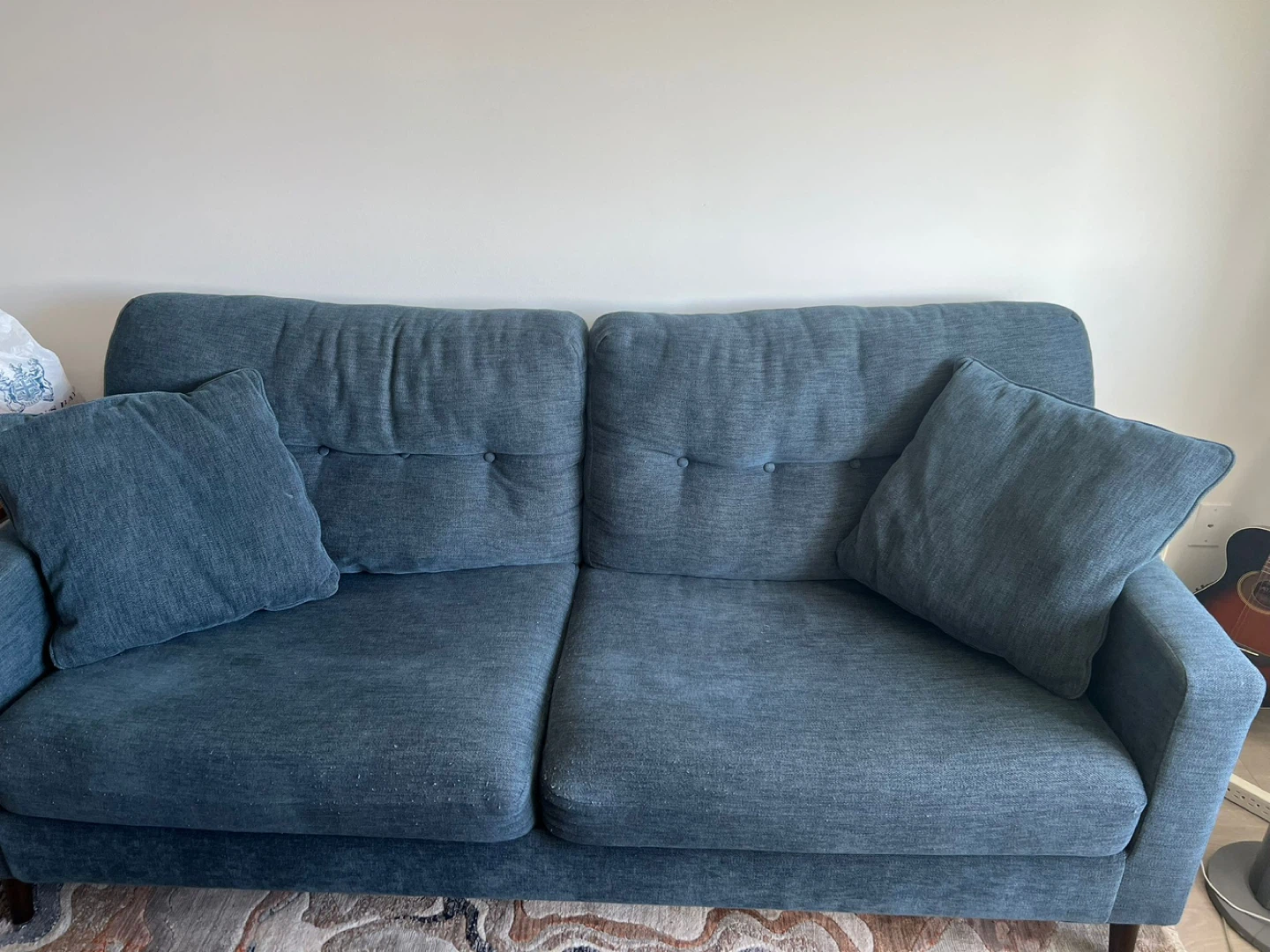 Blue Fabric Loveseat Sofa - photo 2