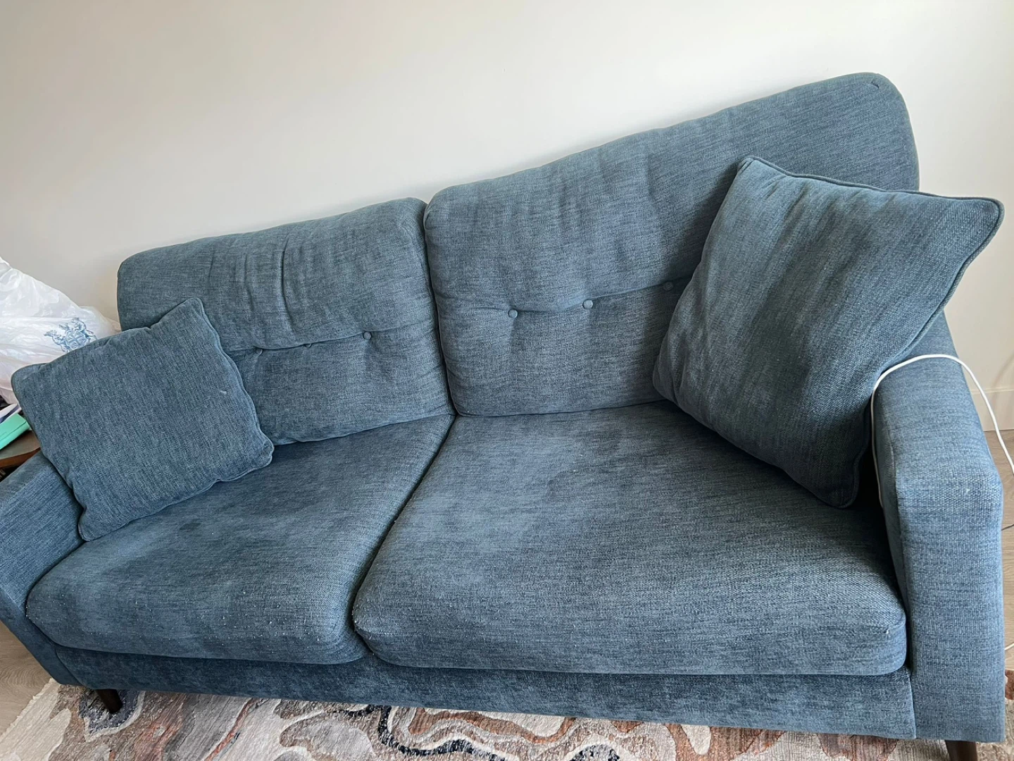 Blue Fabric Loveseat Sofa - photo 5