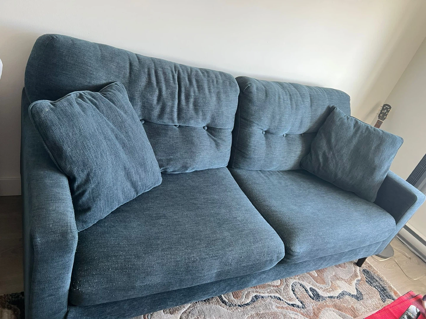 Blue Fabric Loveseat Sofa - photo 4