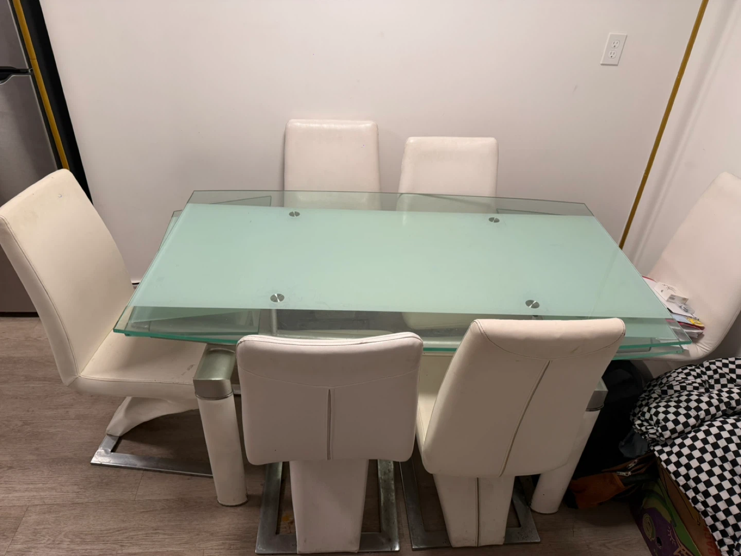 Glass Top Dining Table with 6 Chairs