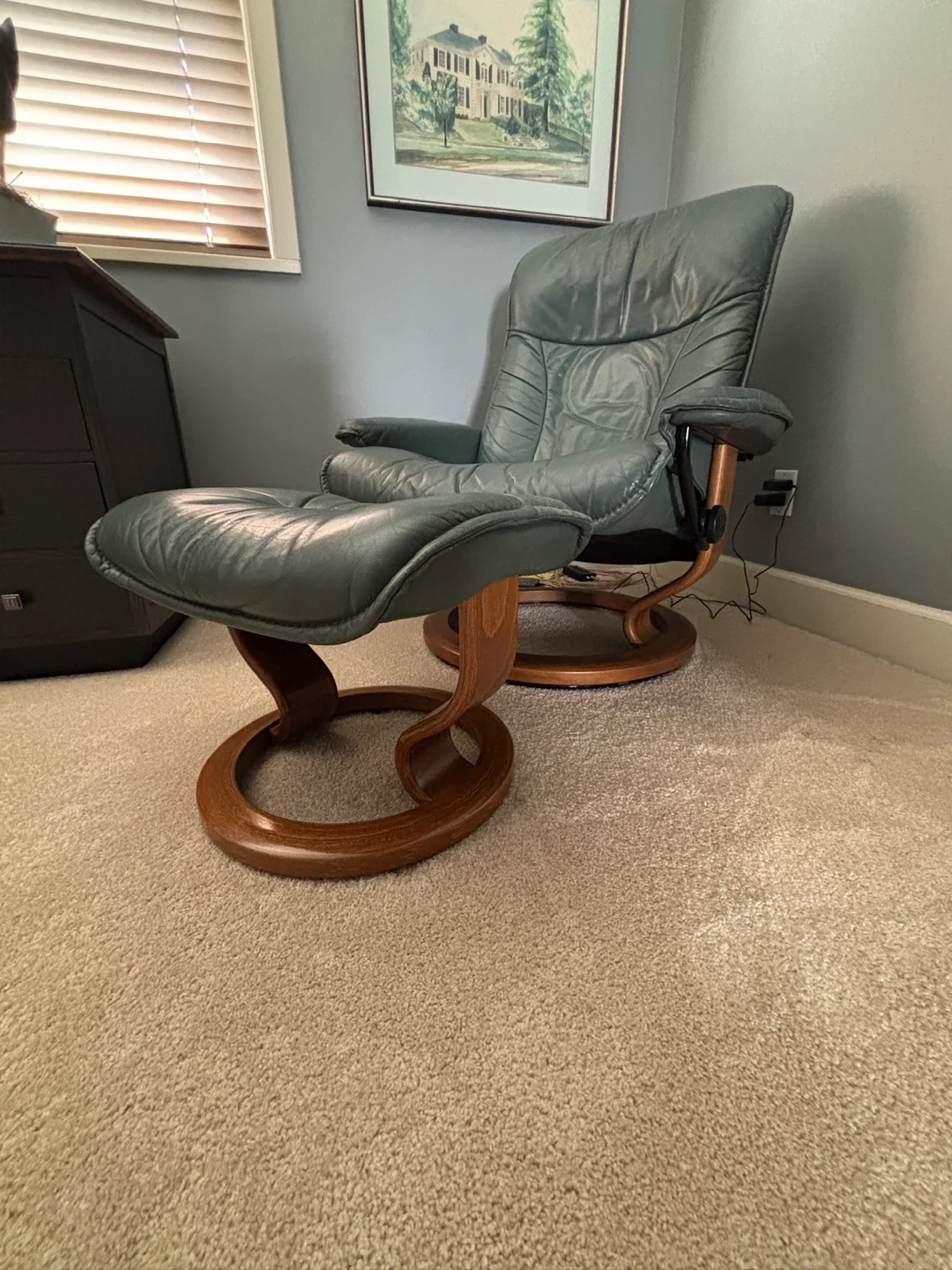 Leather Recliner Chair with Ottoman - photo 2