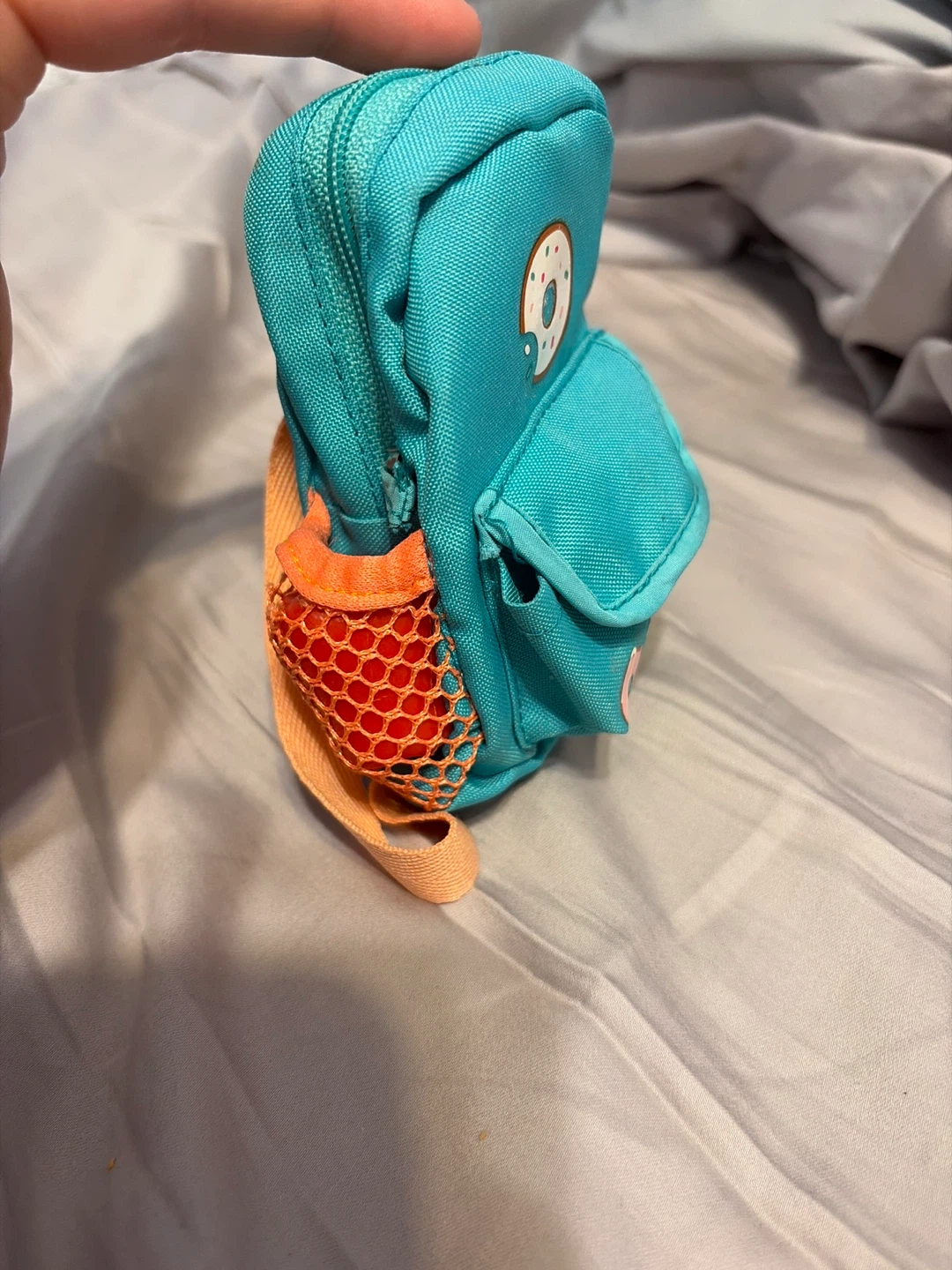 Teal mini backpack with donut decorations - photo 4
