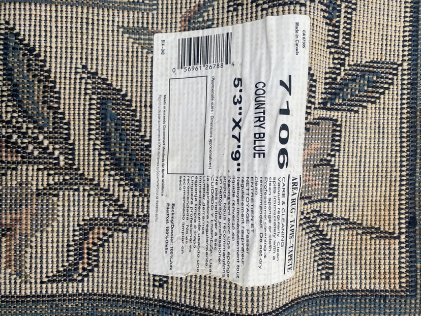 Country Blue Area Rug 5'3" x 7'9" - photo 4