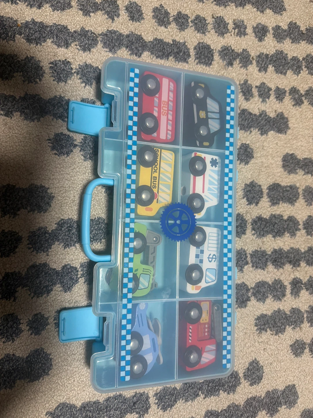 Wooden Toy Vehicles with Carrying Case