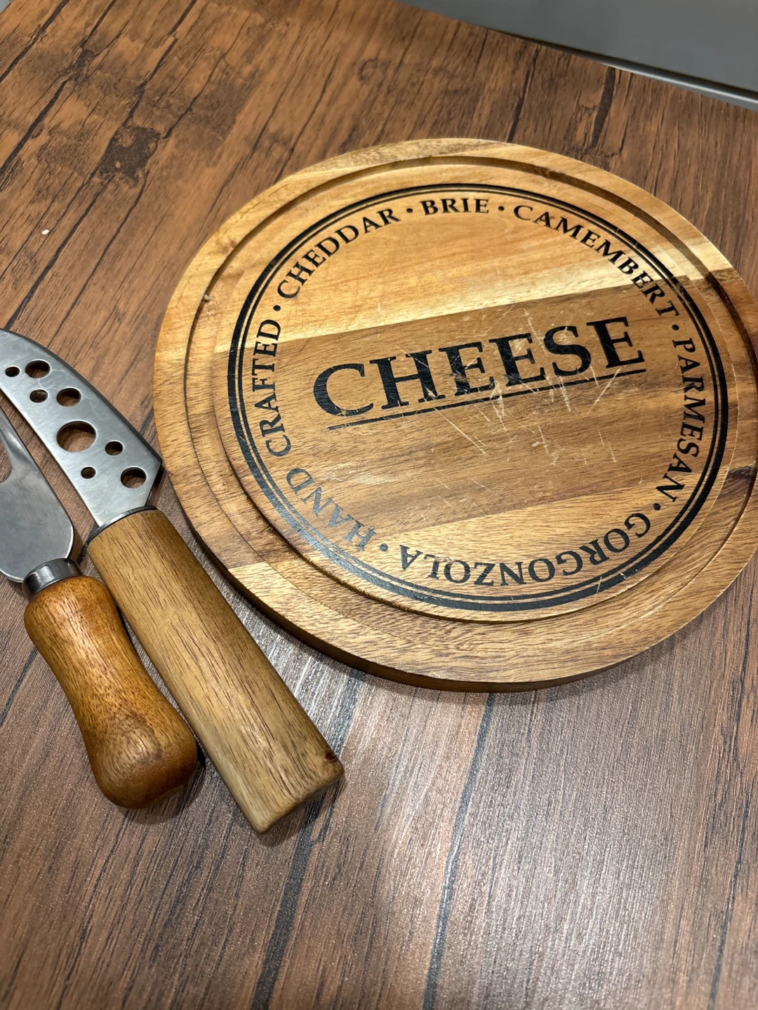 Wooden Cheese Board and Knives Set