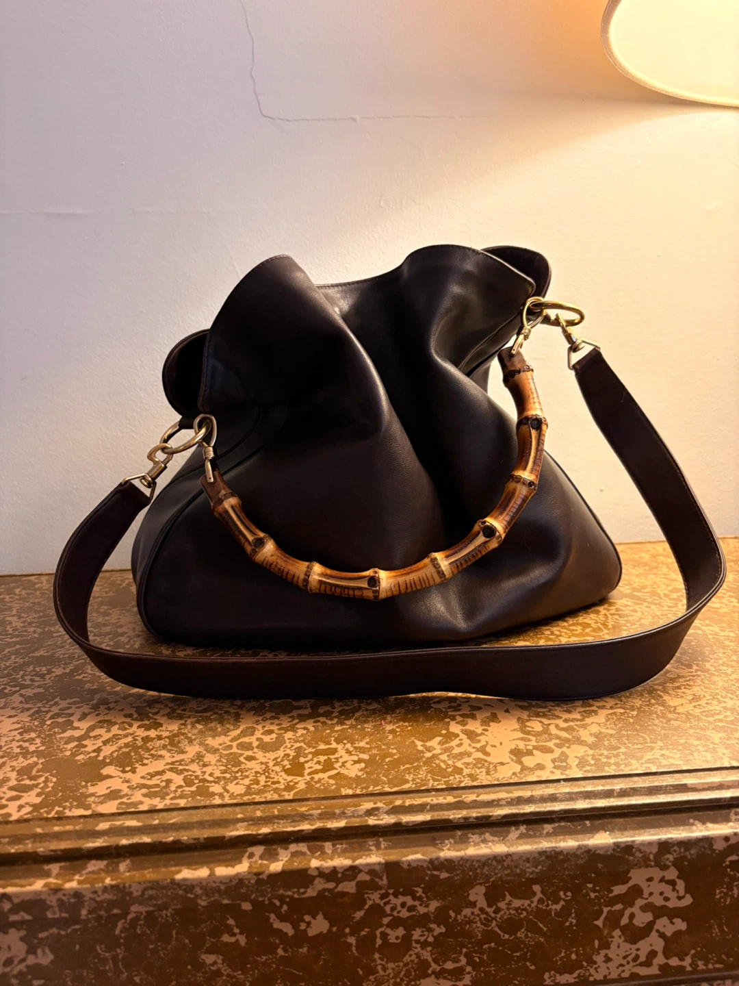 Gucci Brown Leather Bamboo Handle Shoulder Bag - photo 2
