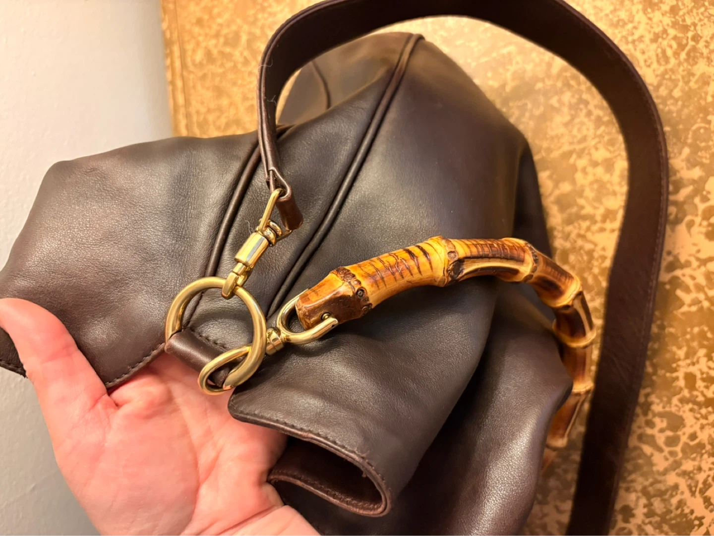 Gucci Brown Leather Bamboo Handle Shoulder Bag - photo 3