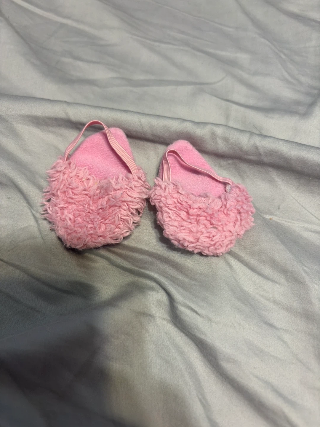 Pair of Pink Plush Doll Shoes with Yellow Bows - photo 2