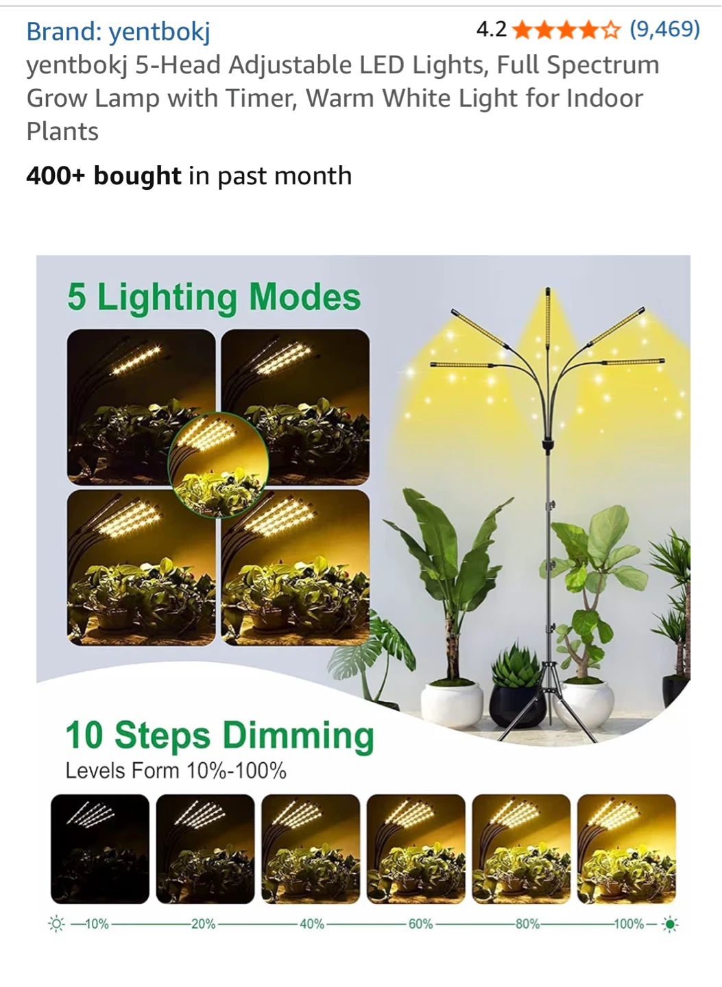 5 head adjustable led grow light. - photo 4