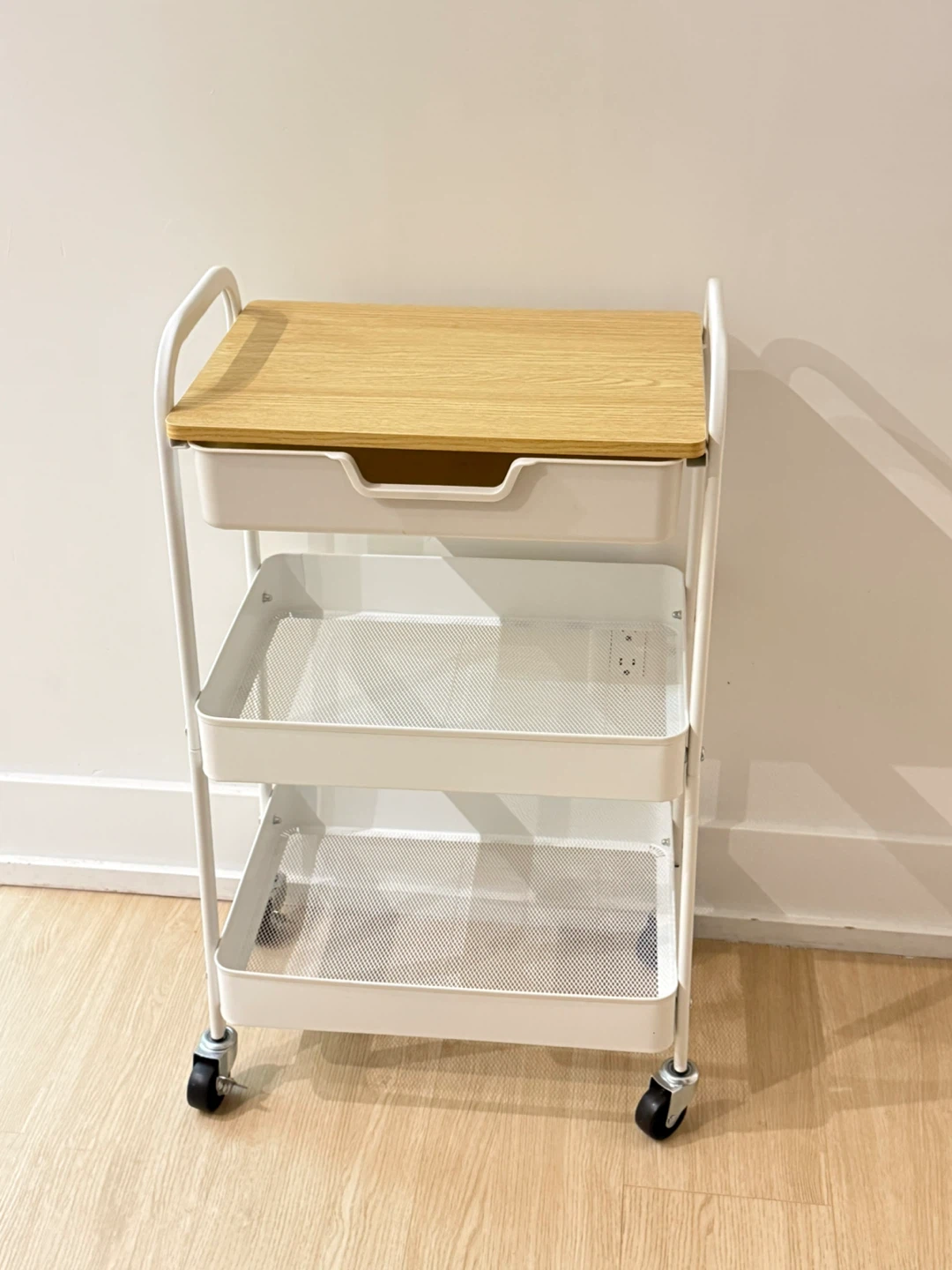 TOOLF 3-Tier Utility Rolling Cart with Drawer