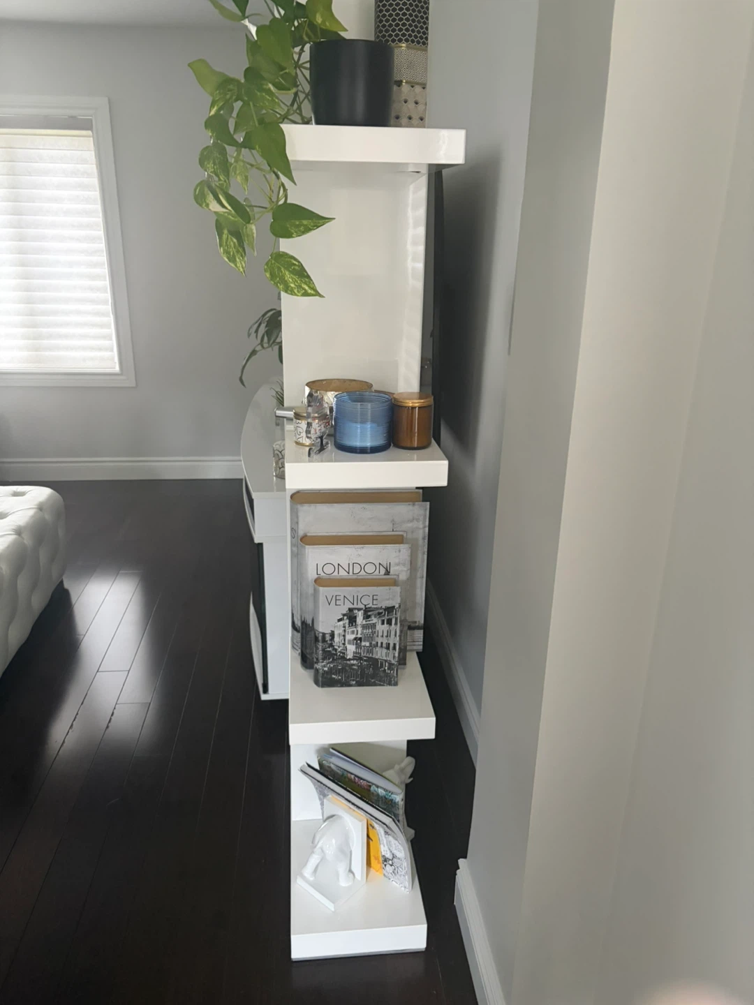 White Modern Tiered Bookshelf - photo 2