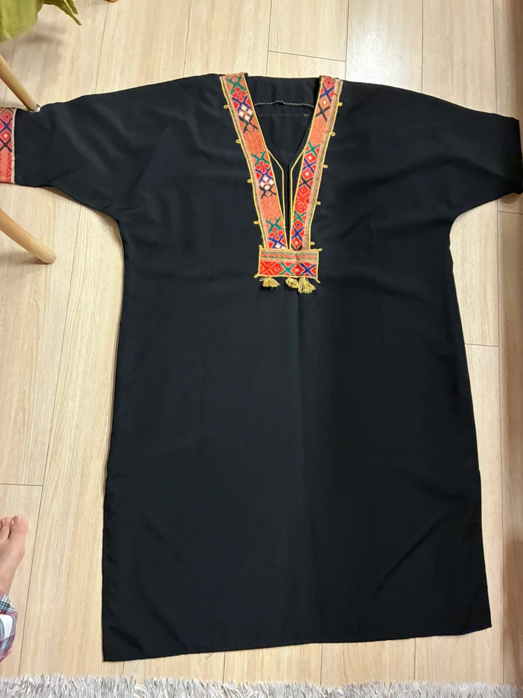 Black Embroidered Kaftan Dress