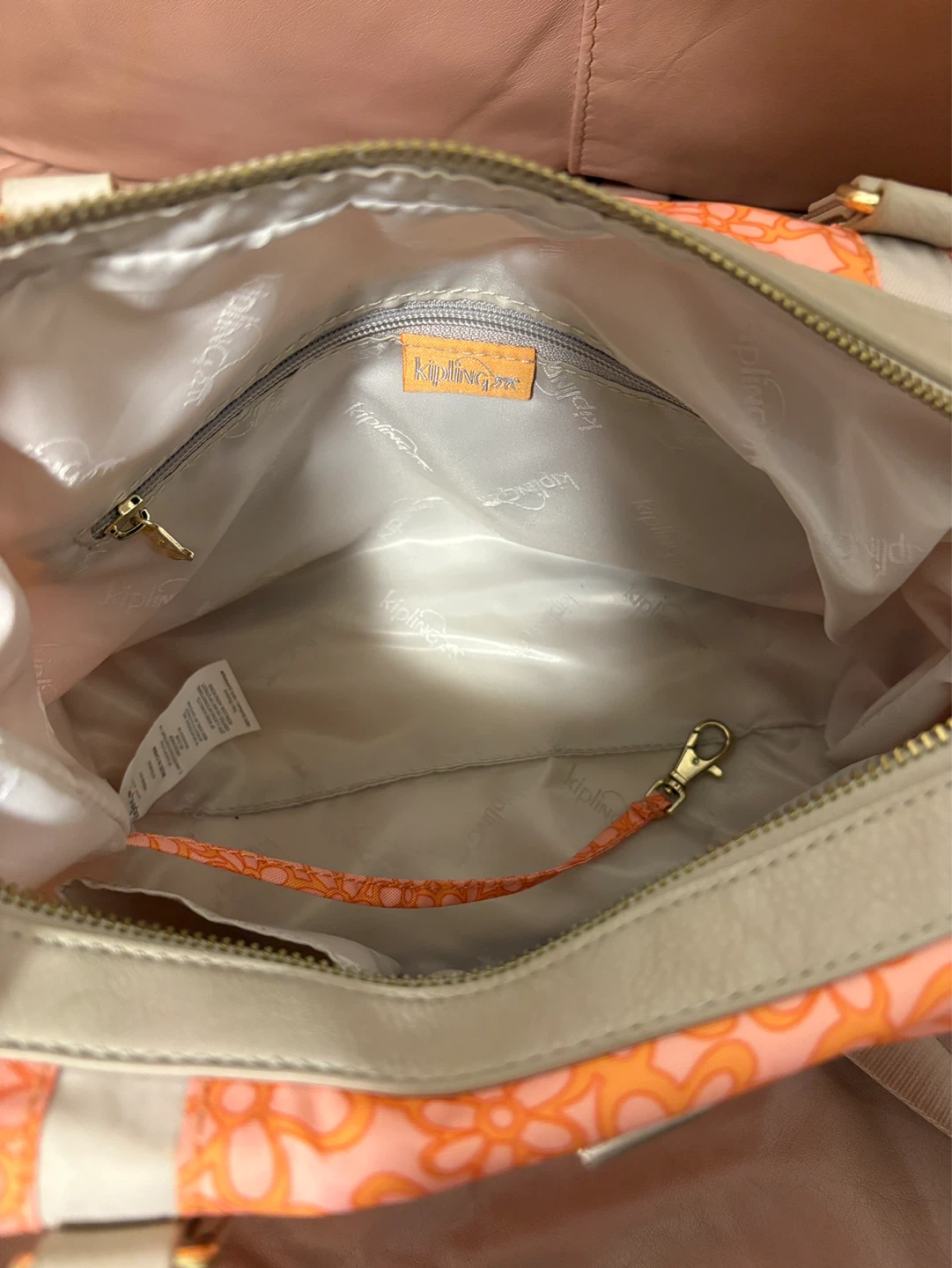 Kipling Cottagecore Orange Floral Nylon Tote/Crossbody Purse - photo 5