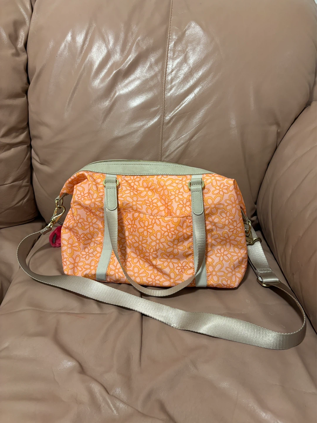 Kipling Cottagecore Orange Floral Nylon Tote/Crossbody Purse - photo 4