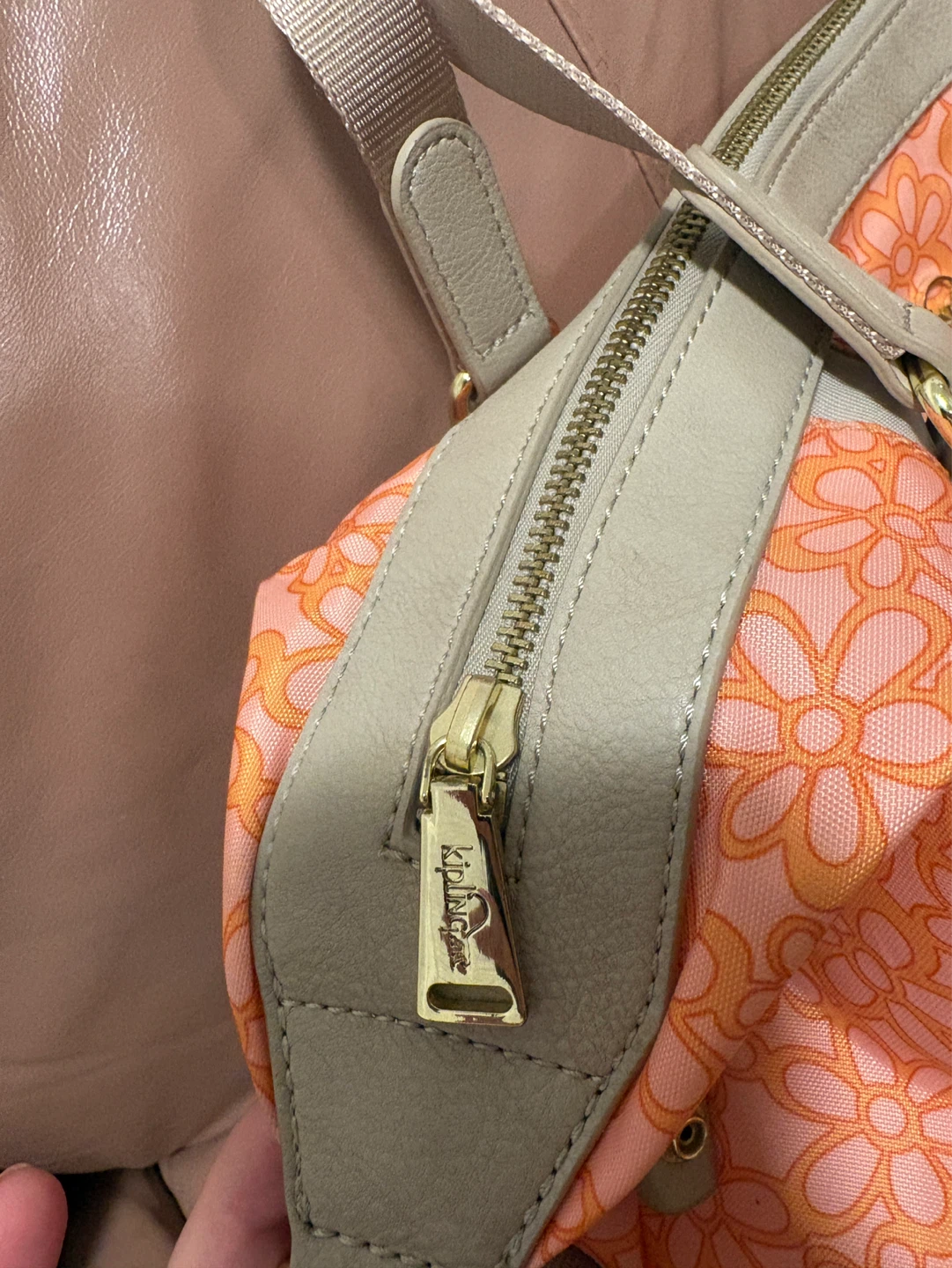 Kipling Cottagecore Orange Floral Nylon Tote/Crossbody Purse - photo 2