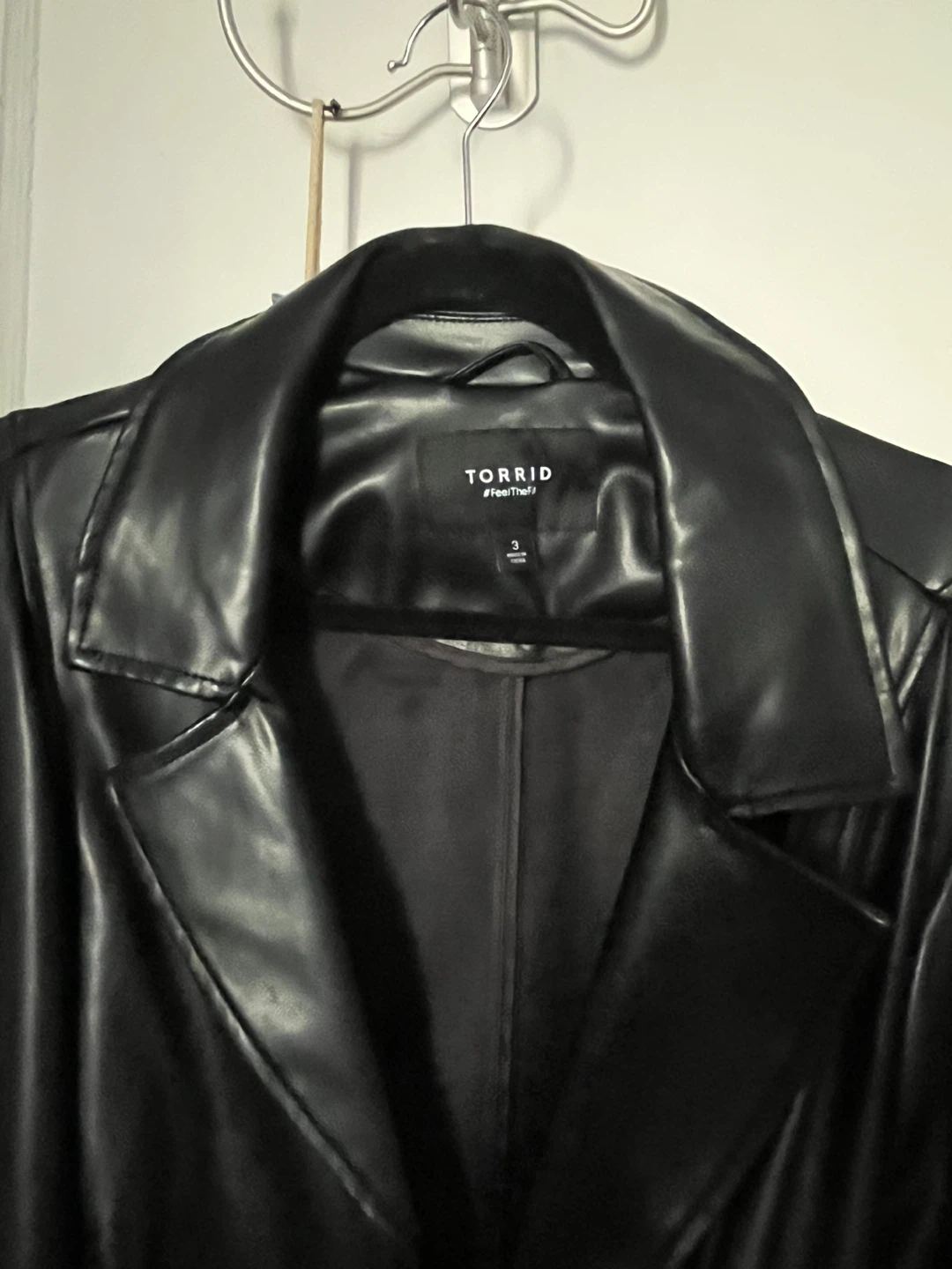 Torrid Black Faux Leather Trench Coat Size 3 - photo 2