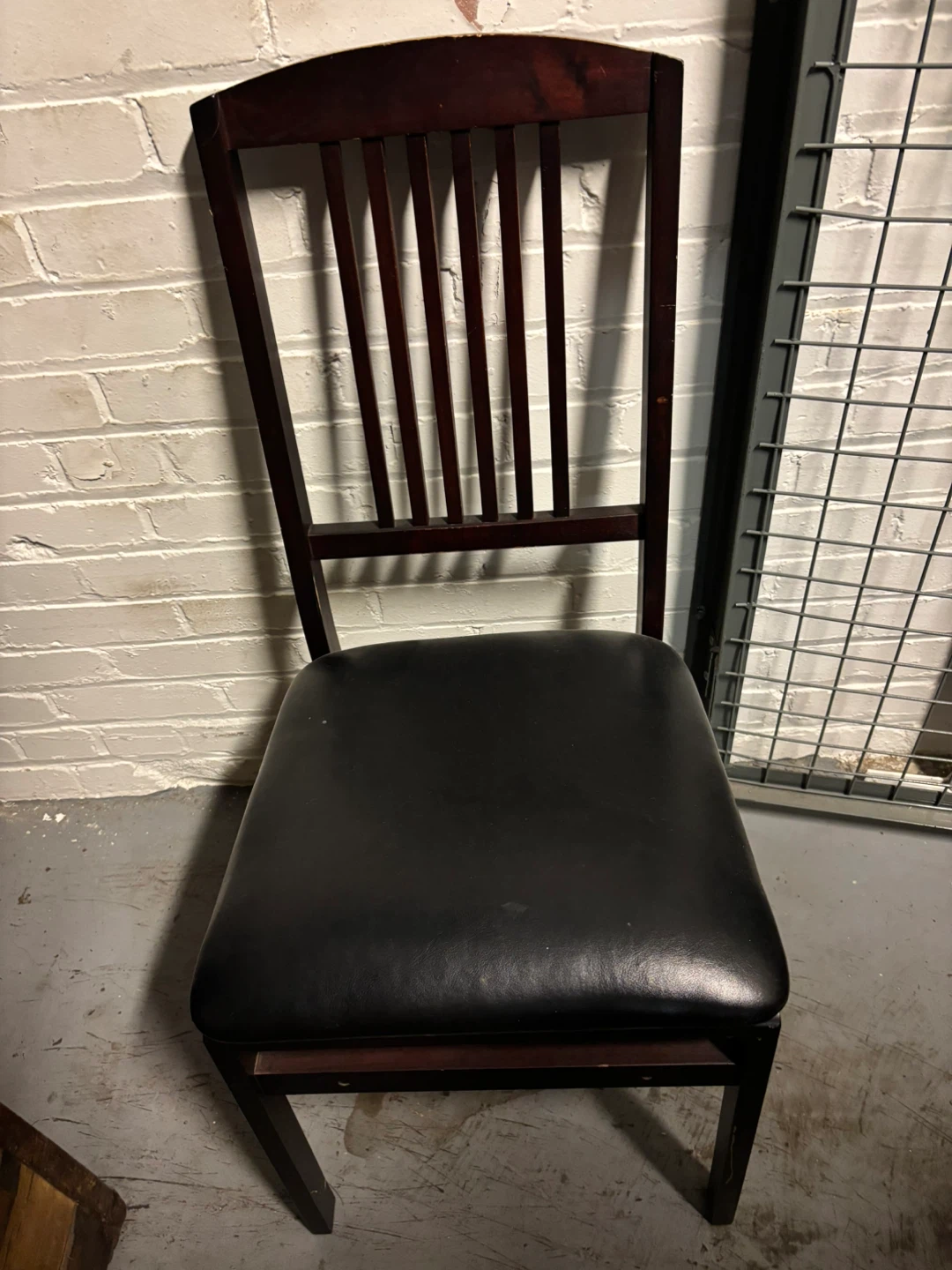 Two Dark Wood Folding Chairs with Black Padded Seat - photo 3