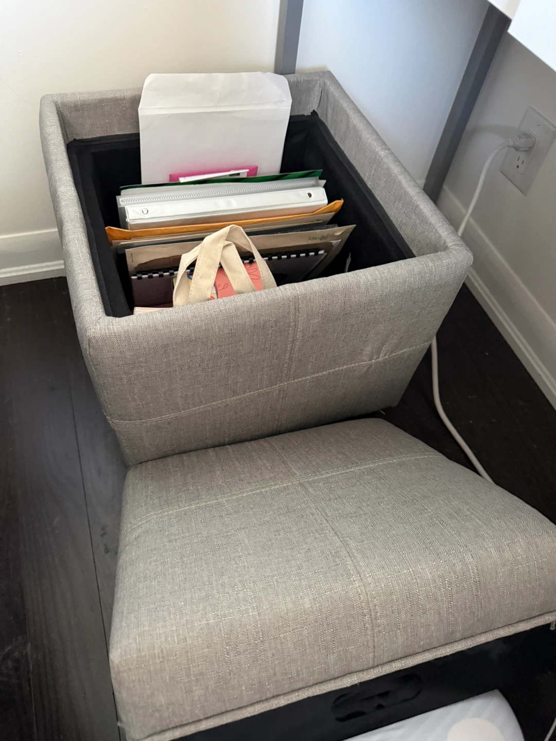 Grey Fabric Storage Ottoman - photo 2