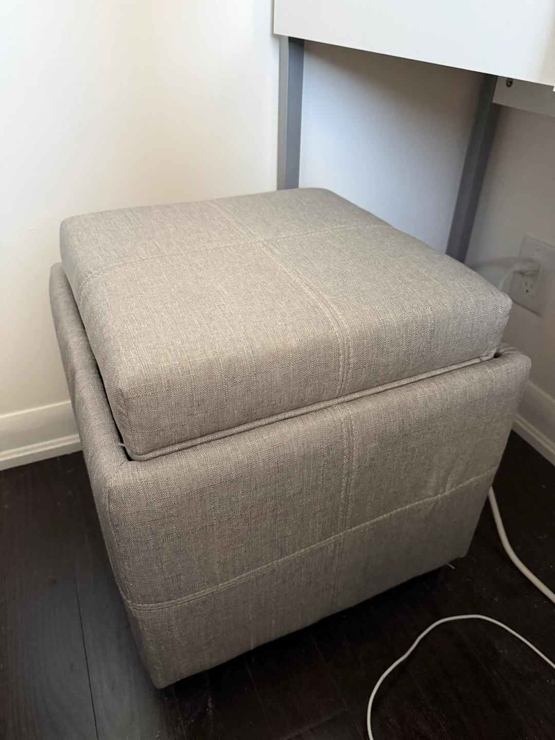 Grey Fabric Storage Ottoman